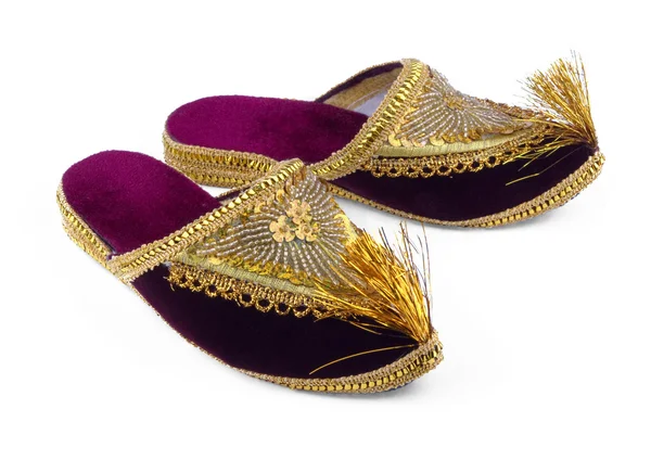 Scarpe ricamate in oro — Foto Stock