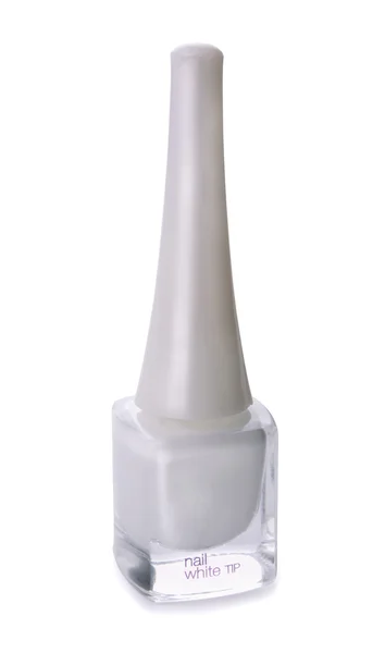 Butelka biały lakier do paznokci — Zdjęcie stockowe