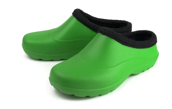 緑のゴム長靴 ストック画像