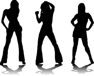 Three party girls clipart