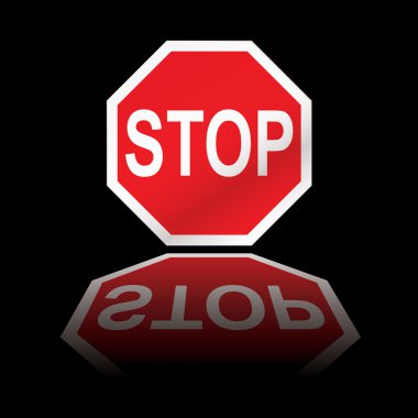 Stop road sign reflection clipart