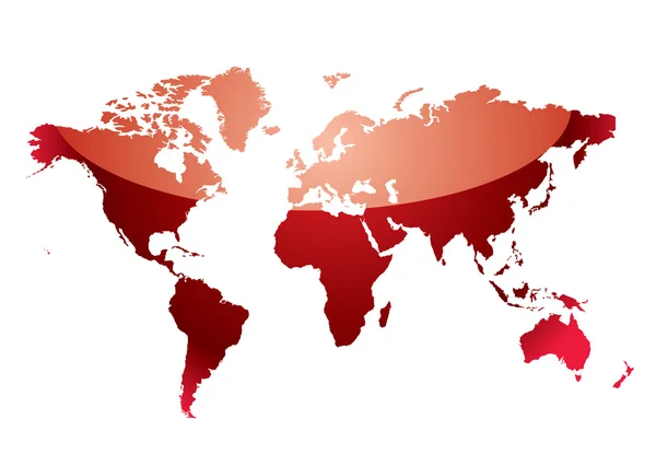 Weltkarte spiegelt rot wider — Stockvektor