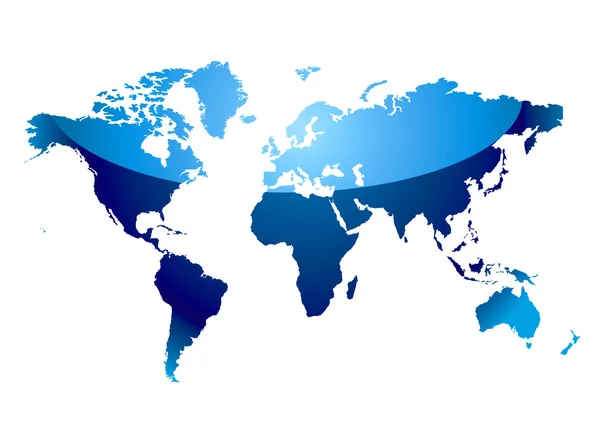 Mapa do mundo refletir azul —  Vetores de Stock