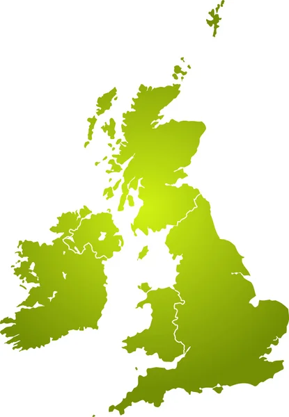 Πράσινο χάρτη του Ηνωμένου Βασιλείου — Διανυσματικό Αρχείο