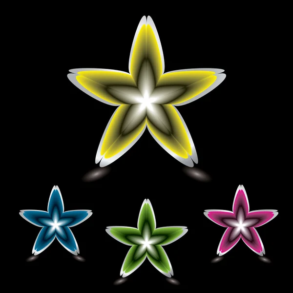 Icône fleur étoile noir — Image vectorielle