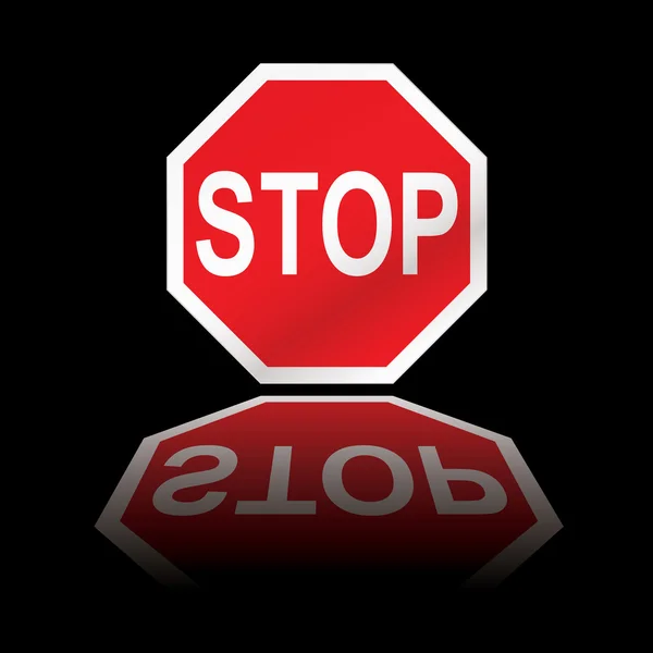 Stop weg teken reflectie — Stockvector