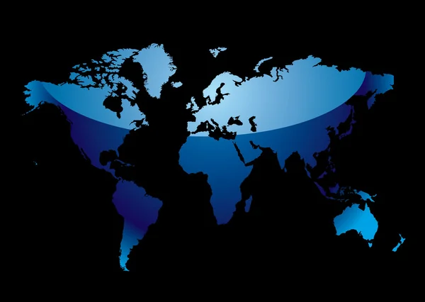 World map reflect blue black — Stock Vector