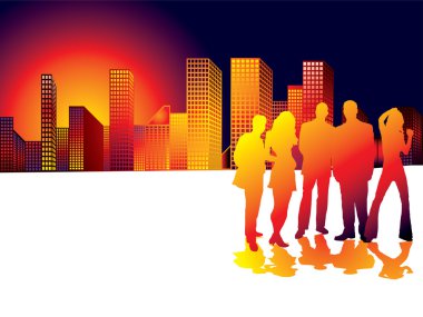 Sunset city clipart