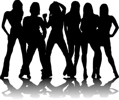 Six party girls clipart