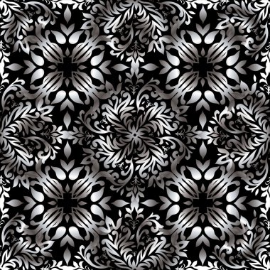 Abstract floral repeat silver clipart