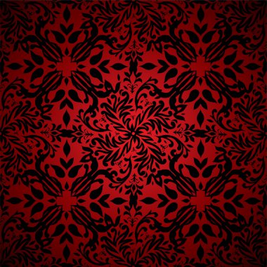 Abstract floral hot red clipart