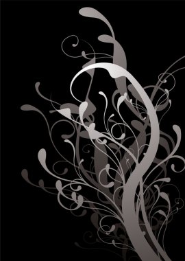 Abstract floral black clipart