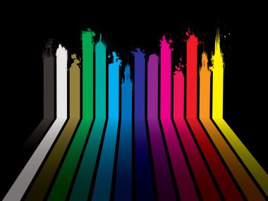 Rainbow paint dribble black clipart