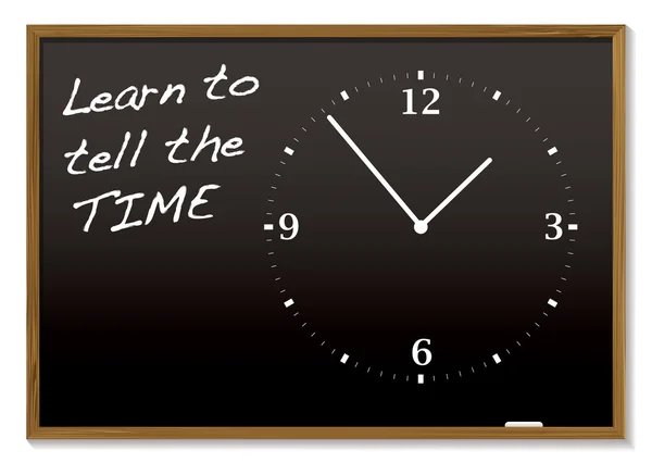 Tell the time blackboard — Stock Vector