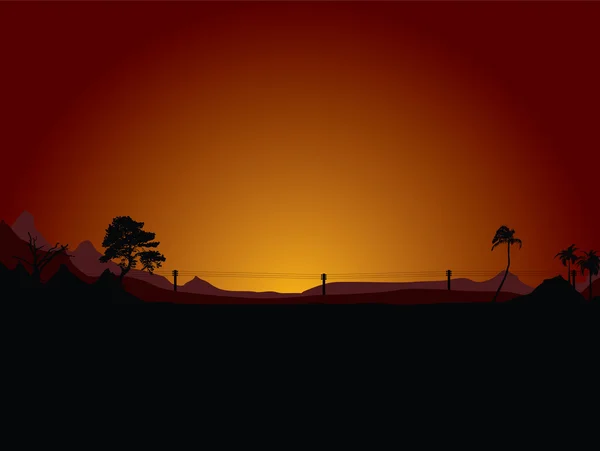 Wüste im Sonnenuntergang — Stockvektor