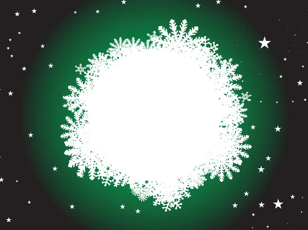 Snowflake round label green — Stock Vector