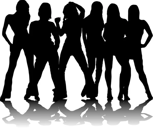 Six filles de fête — Image vectorielle