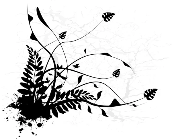 Silhouette florale noire — Image vectorielle