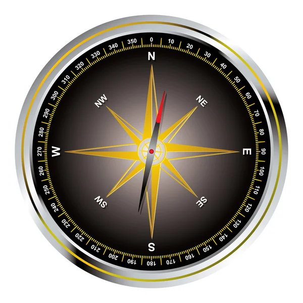 Černý staré staromódní kompas — Stockový vektor