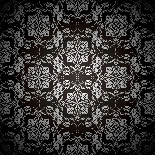 Répétition florale noire — Image vectorielle