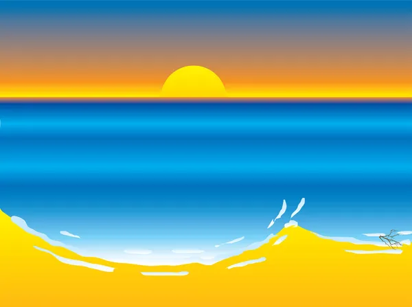 Παραλία ηλιοβασίλεμα — Διανυσματικό Αρχείο