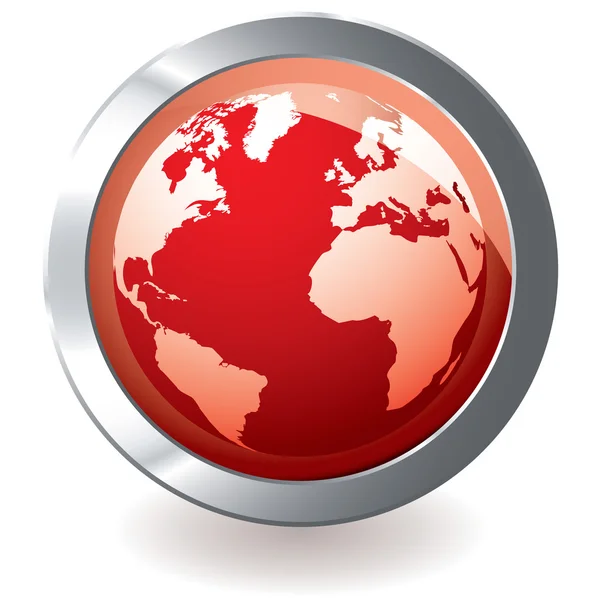 Ícone vermelho globo terrestre — Vetor de Stock