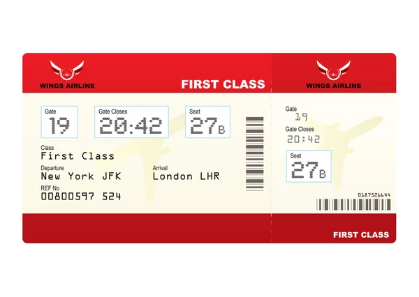 Bilhetes de avião de primeira classe — Vetor de Stock