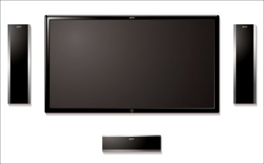 Lcd television with speakers clipart