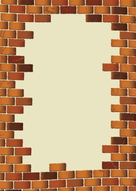 Grunge brown brick wall blank clipart