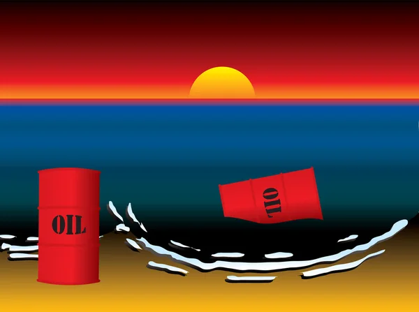 Wycieku ropy baryłkę słońca — Wektor stockowy