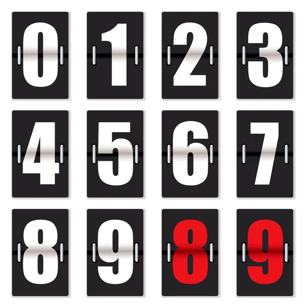 Número contador de reloj negro — Vector de stock