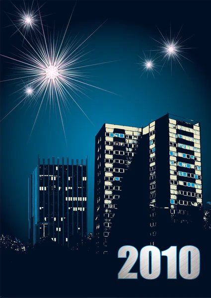 New year 2010 vuurwerk — Stockvector