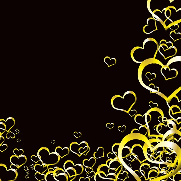 Láska srdce zlaté pozadí — Stockový vektor