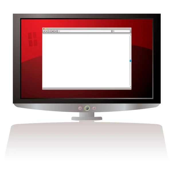Monitor LCD červený webový prohlížeč — Stockový vektor