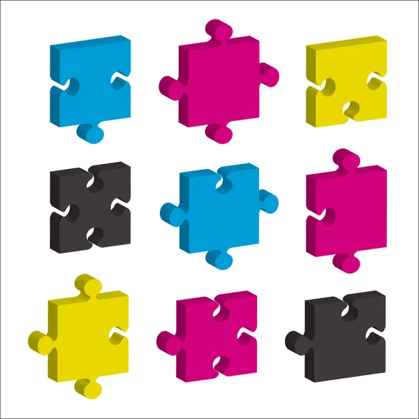 stock vector Jigsaw pieces cmky