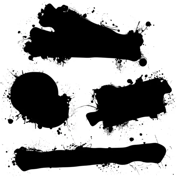 Tinta splat negro en blanco — Vector de stock