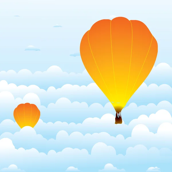Hete luchtballon in wolken — Stockvector