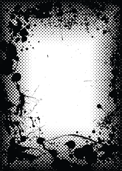 Halftone encre grunge splat frontière — Image vectorielle