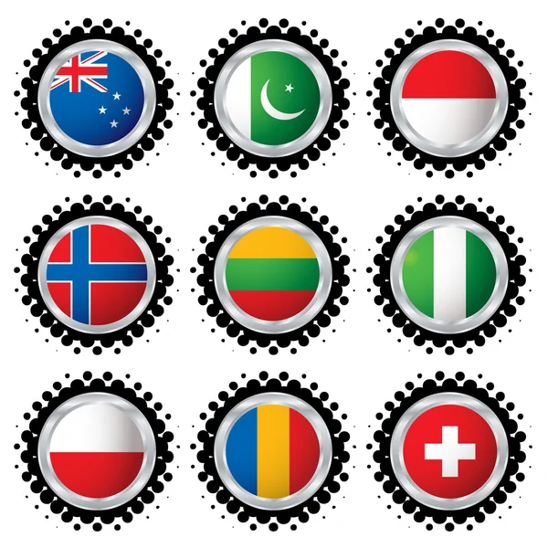 Halftone flag buttons 3 — Stock Vector
