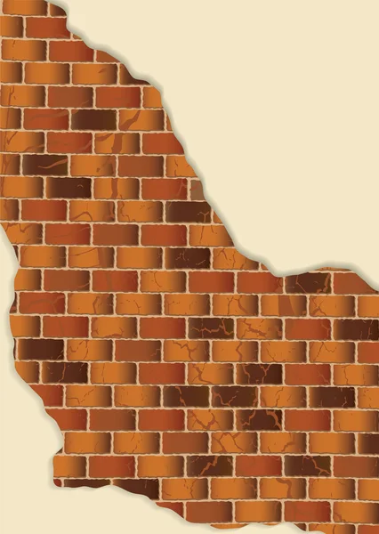 Grunge gesso parede de tijolo marrom — Vetor de Stock