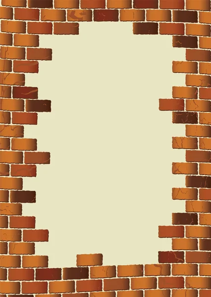 Grunge parede de tijolo marrom em branco — Vetor de Stock