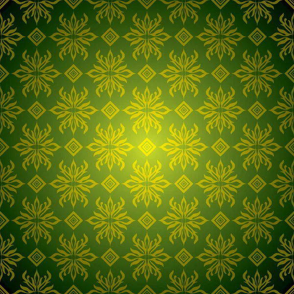 Green wallpaper tile gold — Stock Vector