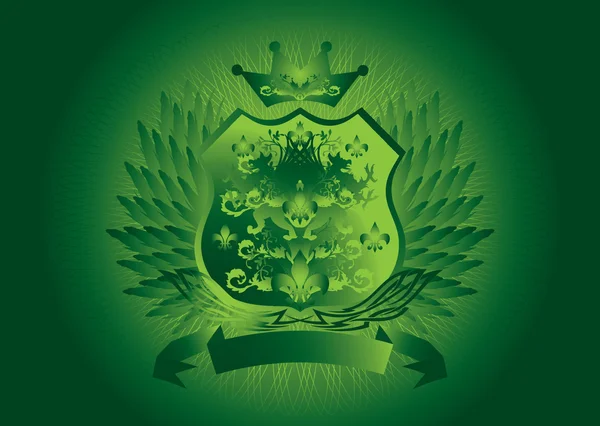 Escudo verde gótico — Vector de stock