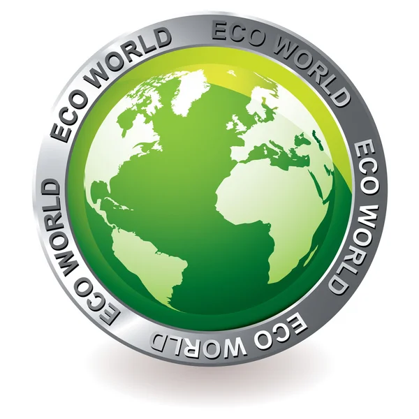 Icône verte eco globe terrestre — Image vectorielle