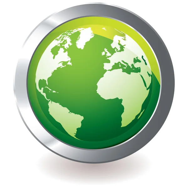 Icône verte globe terrestre — Image vectorielle