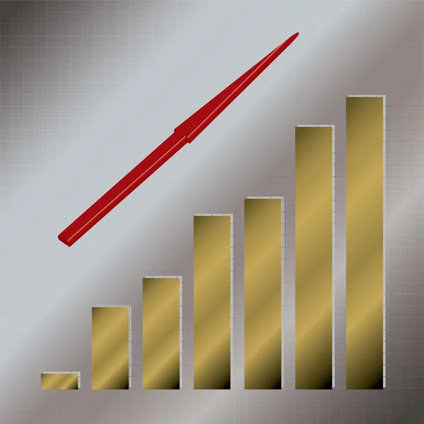 Gouden grafiek omhoog — Stockvector