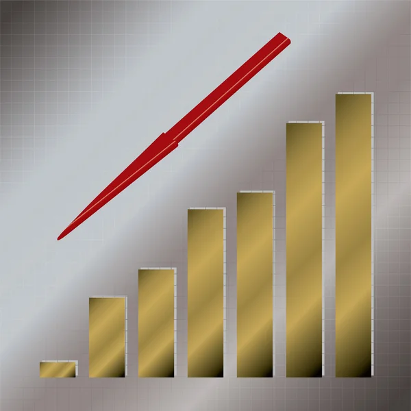 Χρυσό γράφημα κάτω — Διανυσματικό Αρχείο