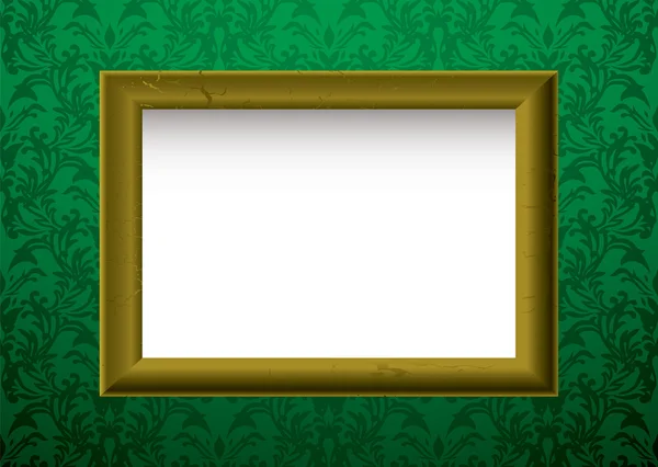 Gold frame on green — Stock Vector