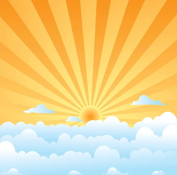 蓬松的云彩太阳 — 图库矢量图片