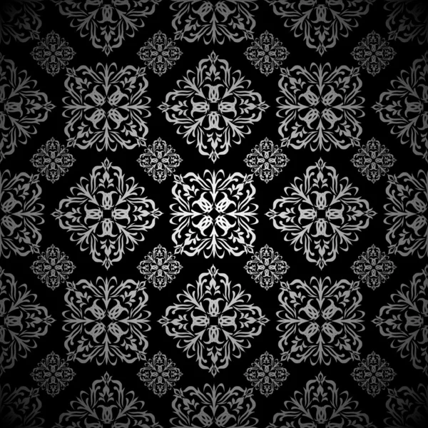 Floral wallpaper silver tile — Stock Vector